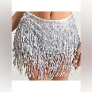 Silver Fringe Skirt
